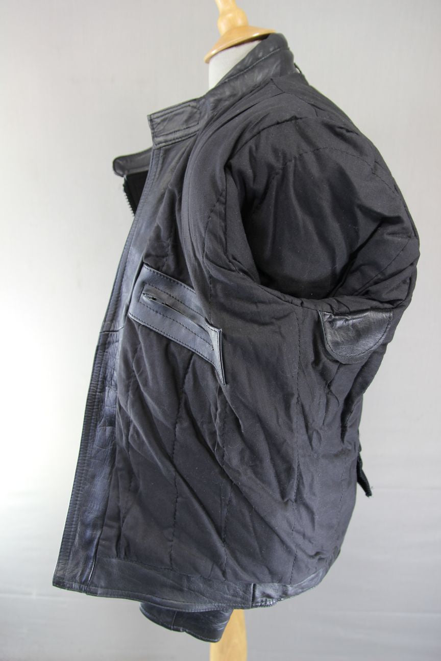 ASHY BLACK PRIME HIDE LEATHER BIKER JACKET 42-44 INCH