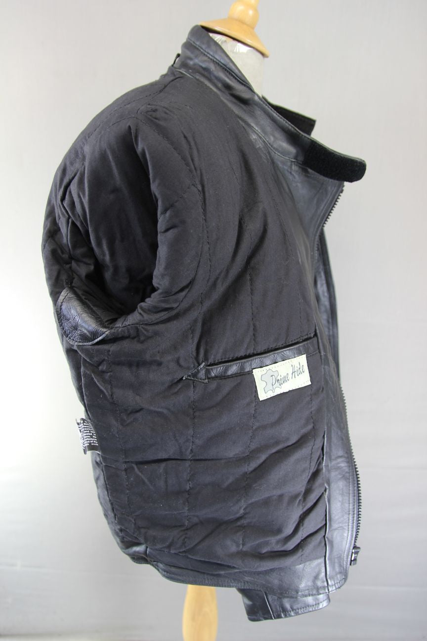 ASHY BLACK PRIME HIDE LEATHER BIKER JACKET 42-44 INCH