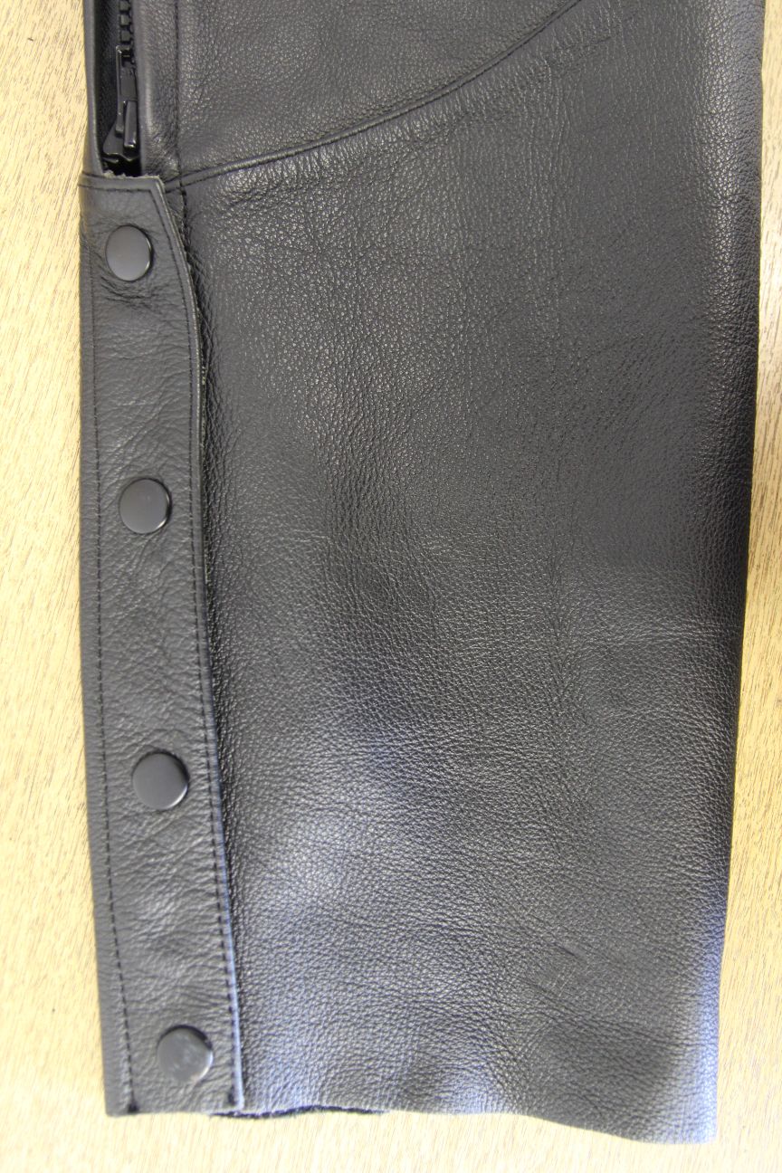 TEKNIC CLASSIC BLACK LEATHER BIKER JEANS SIZE 10 WAIST 30 IN/INSIDE LEG 32 IN