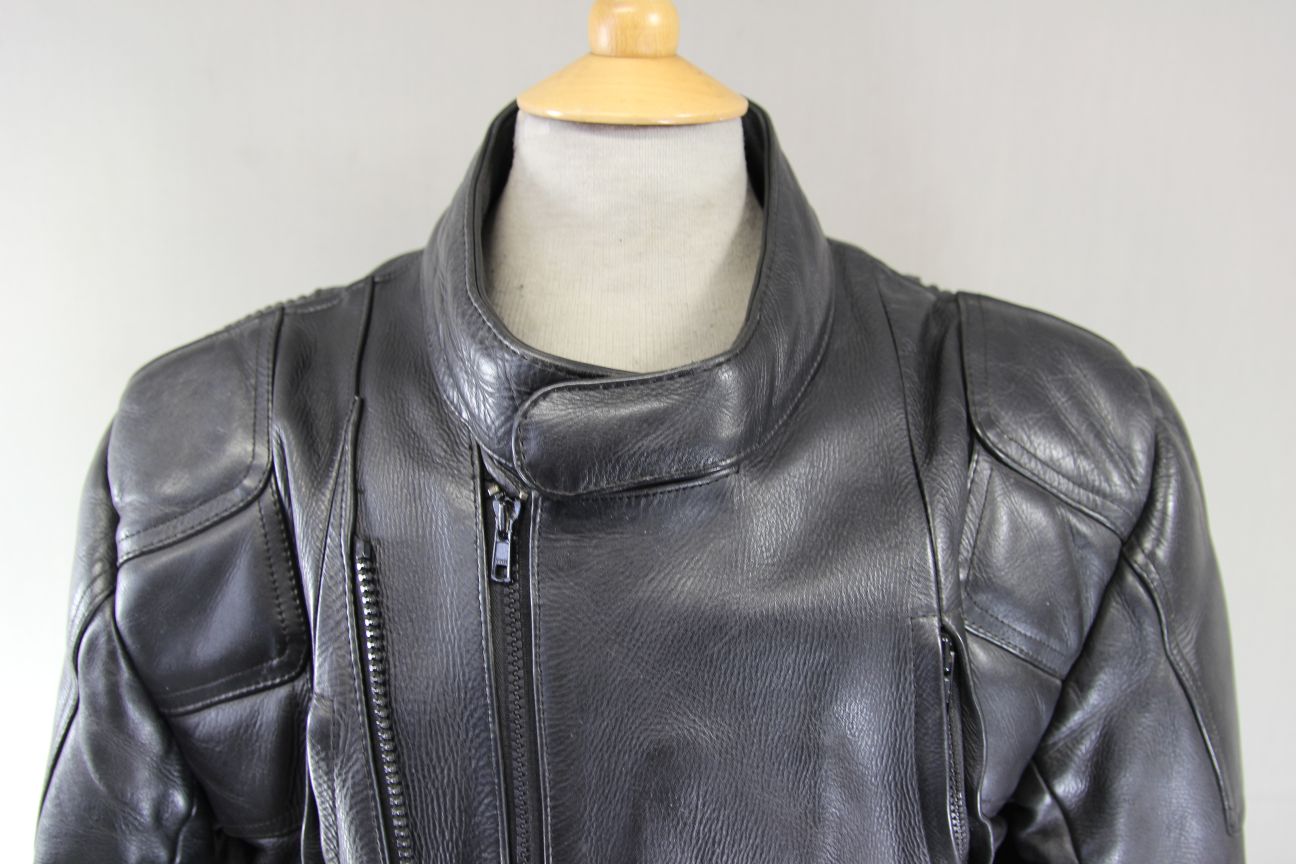 ASHY CLASSIC BLACK LEATHER BIKER JACKET 42-44 INCH