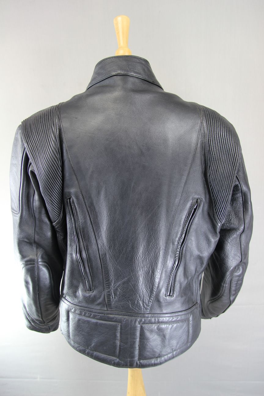 ASHY CLASSIC BLACK LEATHER BIKER JACKET 42-44 INCH