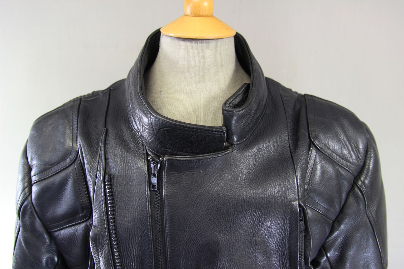 ASHY CLASSIC BLACK LEATHER BIKER JACKET 42-44 INCH