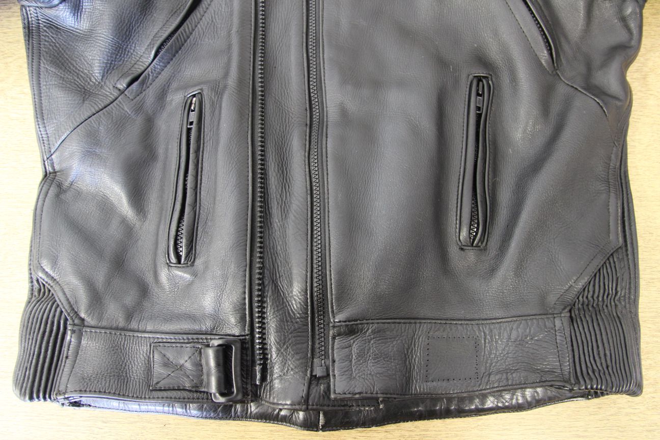 ASHY CLASSIC BLACK LEATHER BIKER JACKET 42-44 INCH