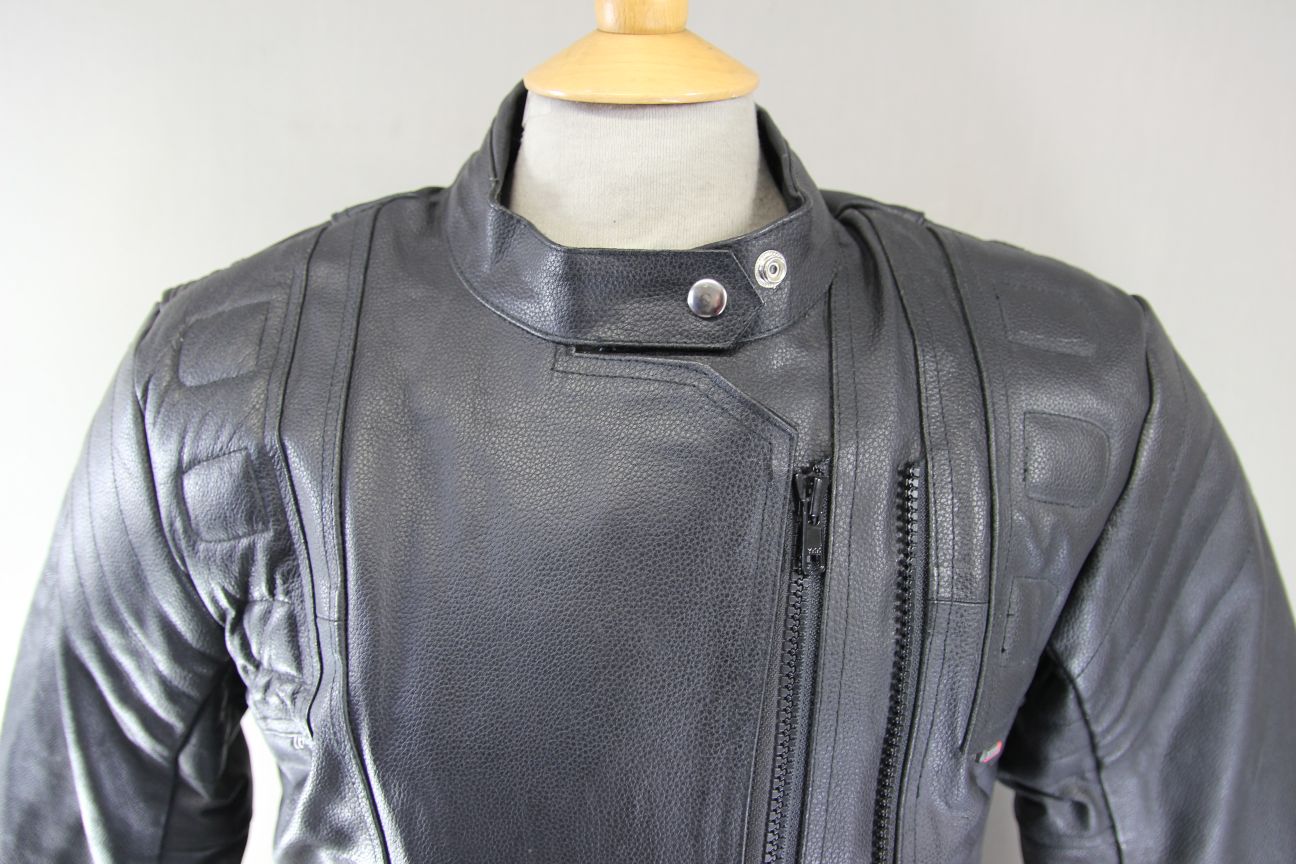 GEAR X LADIES BLACK LEATHER BIKER JACKET + SHOULDER & ELBOW CE ARMOUR 36-38"/MED