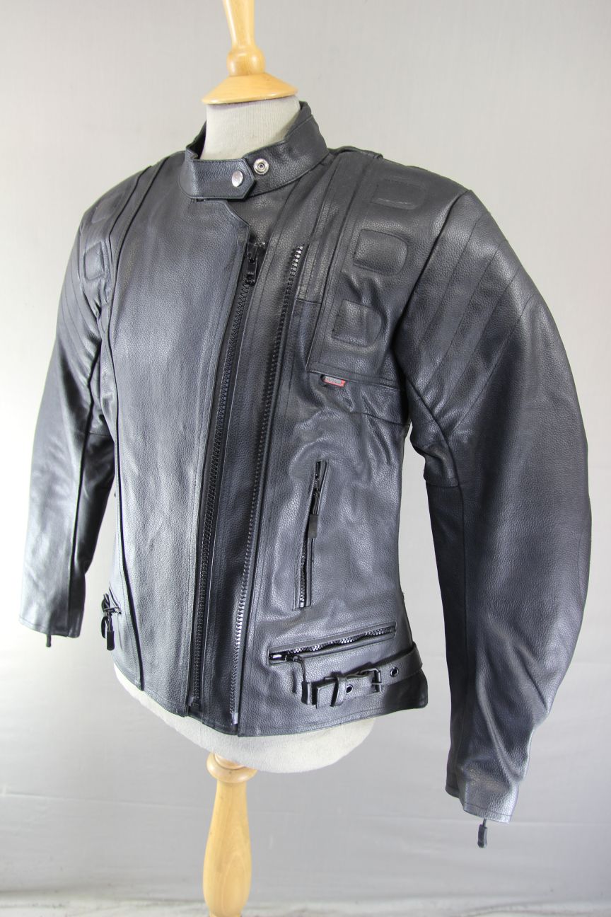 GEAR X LADIES BLACK LEATHER BIKER JACKET + SHOULDER & ELBOW CE ARMOUR 36-38"/MED