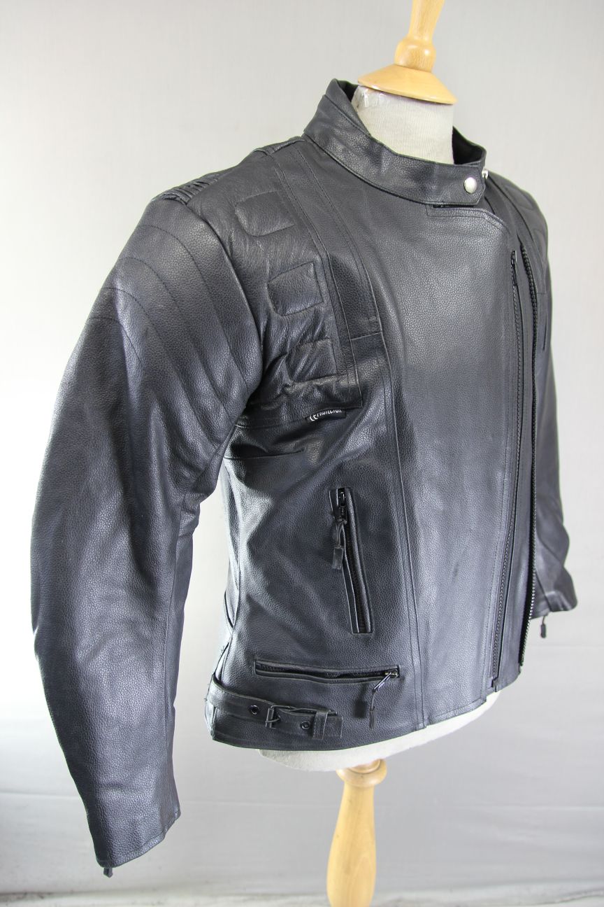 GEAR X LADIES BLACK LEATHER BIKER JACKET + SHOULDER & ELBOW CE ARMOUR 36-38"/MED
