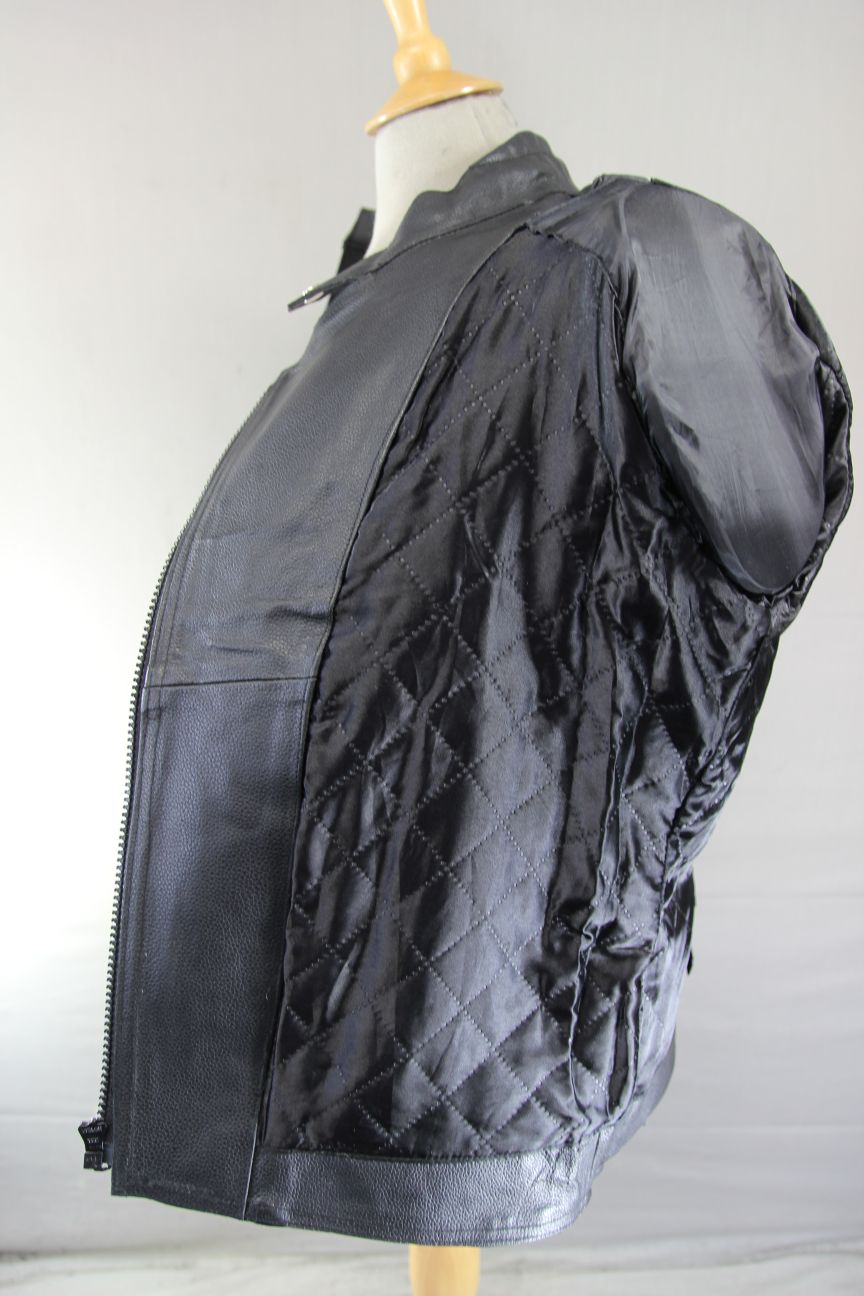 GEAR X LADIES BLACK LEATHER BIKER JACKET + SHOULDER & ELBOW CE ARMOUR 36-38"/MED