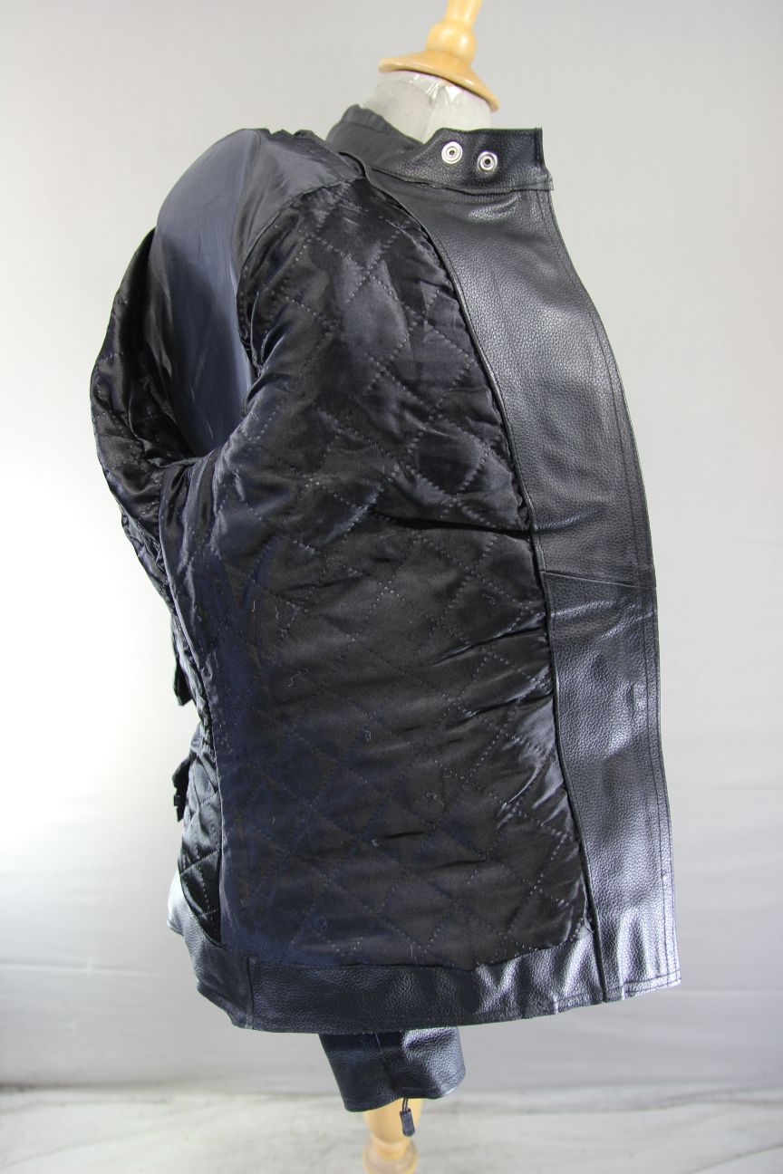GEAR X LADIES BLACK LEATHER BIKER JACKET + SHOULDER & ELBOW CE ARMOUR 36-38"/MED