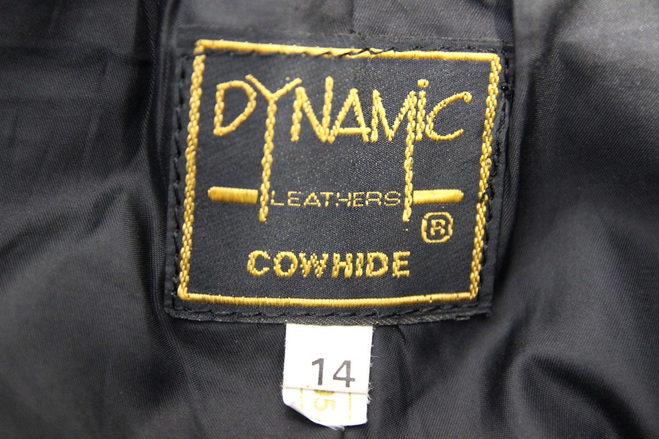 DYNAMIC LEATHERS BLACK COWHIDE BIKER TROUSERS SIZE 14: WAIST 28"/INSIDE LEG 29"
