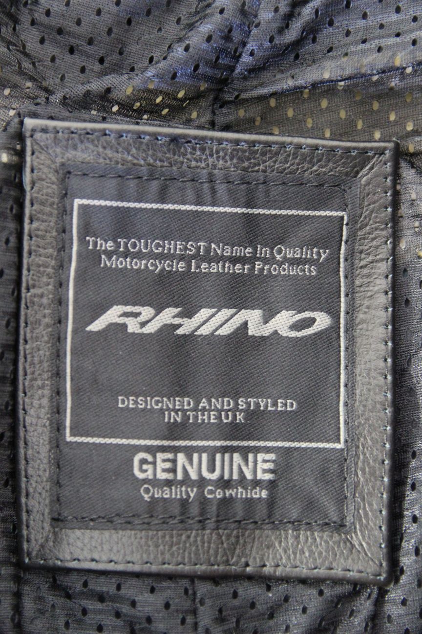 RHINO BLACK COWHIDE LEATHER BIKER TROUSERS SIZE 14: WAIST 30 IN/INSIDE LEG 30 IN