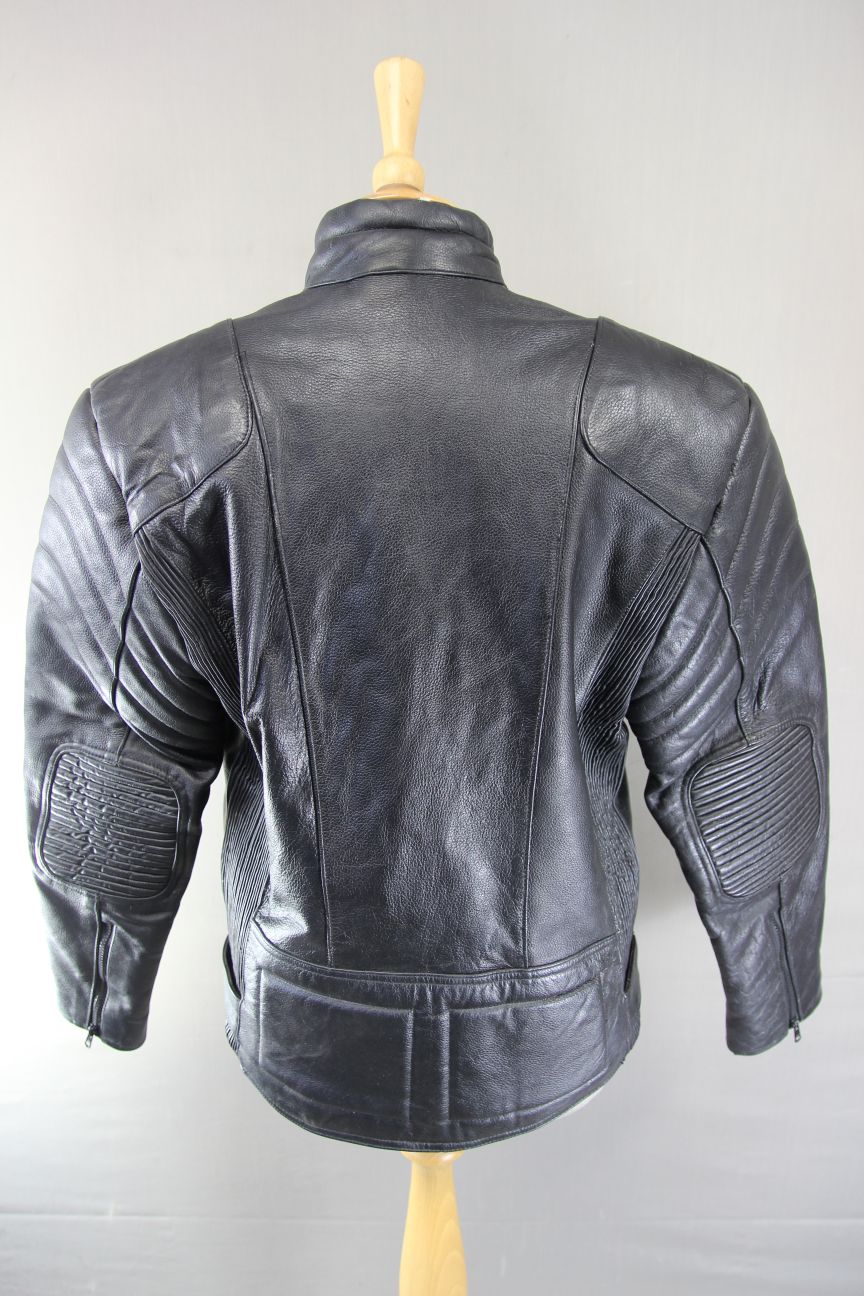 CLASSIC ANIKO BRITISH DESIGNED BLACK LEATHER BIKER JACKET 38-40 IN CHEST/MEDIUM
