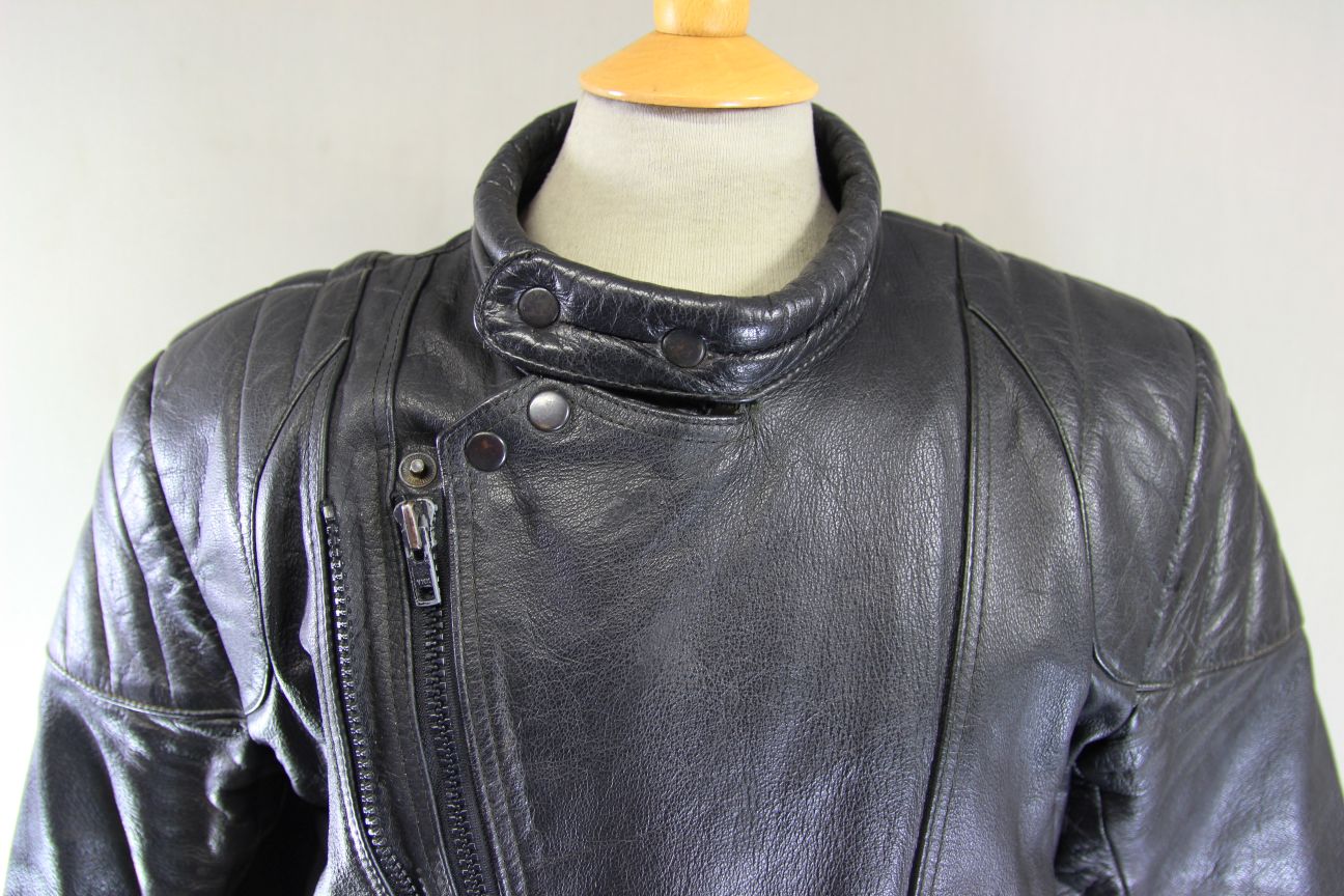 CLASSIC STANZ BLACK LEATHER BIKER JACKET 38-40 INCH/MEDIUM