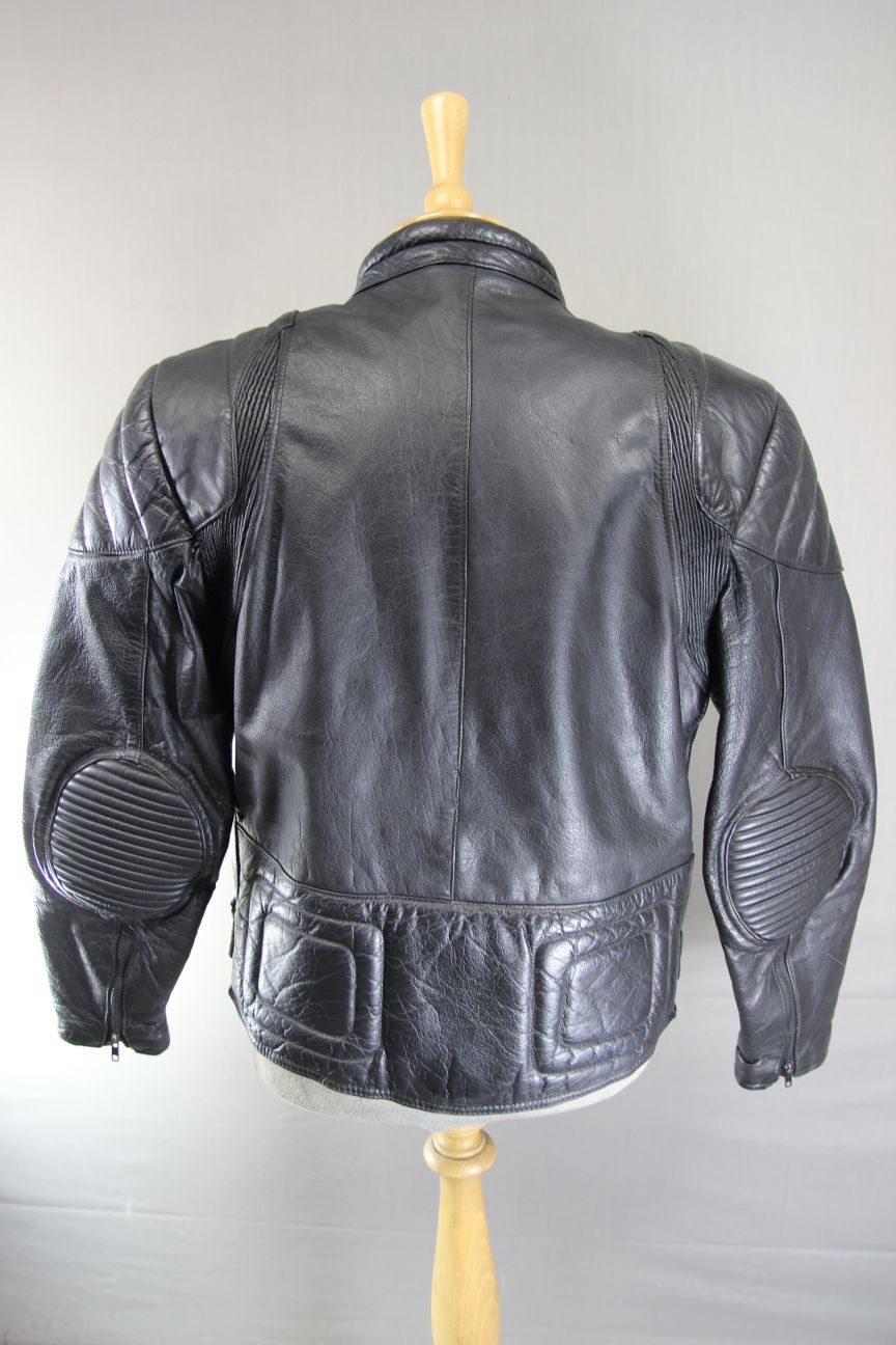 CLASSIC STANZ BLACK LEATHER BIKER JACKET 38-40 INCH/MEDIUM