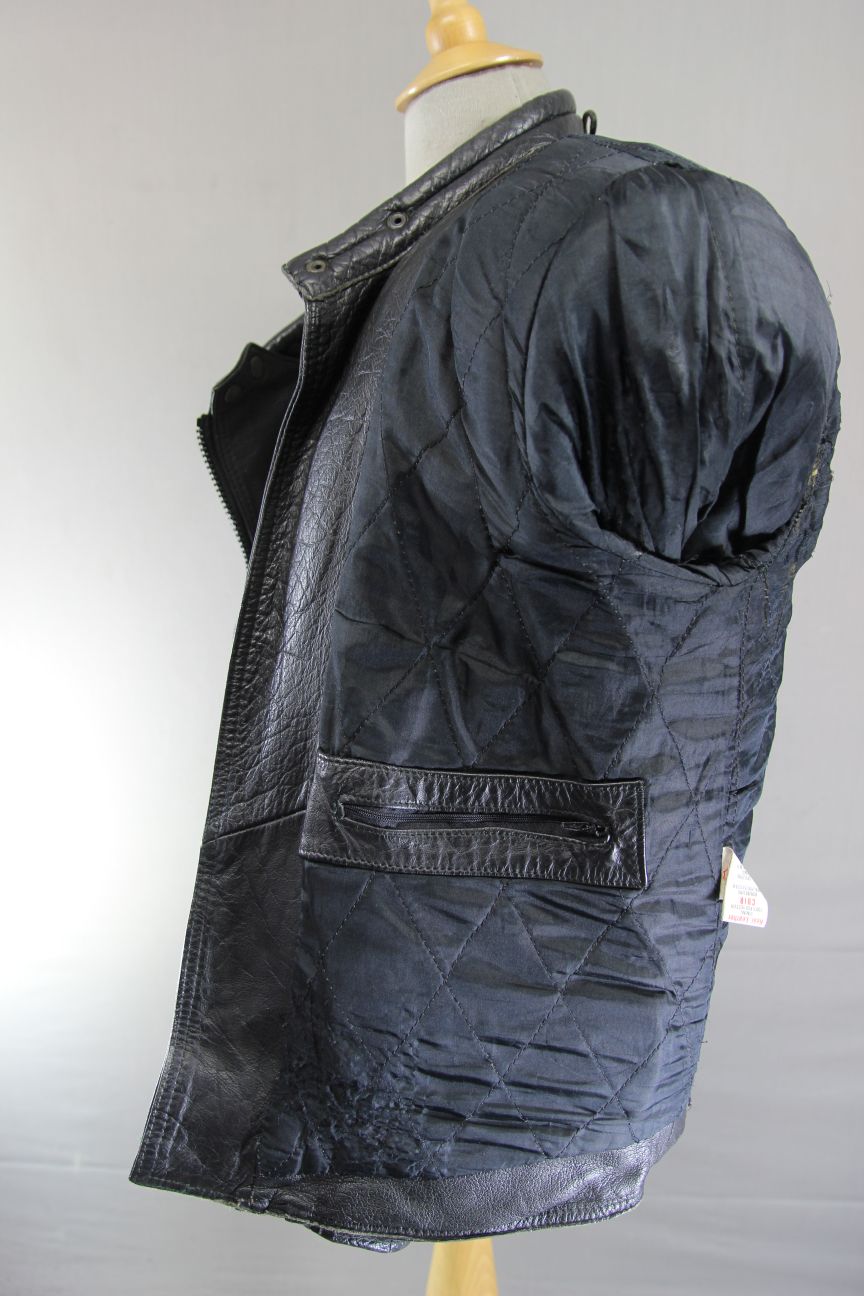 CLASSIC STANZ BLACK LEATHER BIKER JACKET 38-40 INCH/MEDIUM