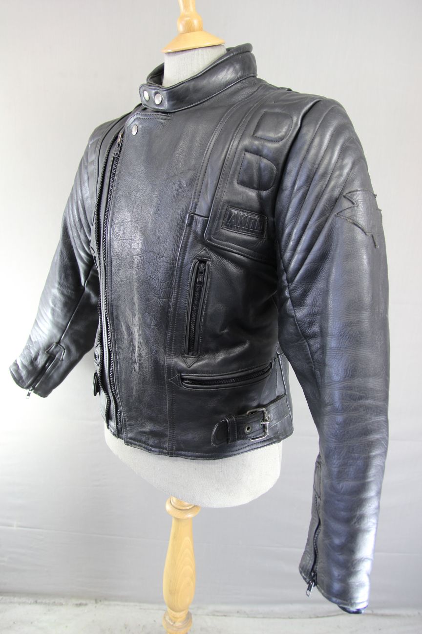 AKITO MERCURY PLUS CLASSIC BLACK LEATHER BIKER JACKET 40-42 INCHES