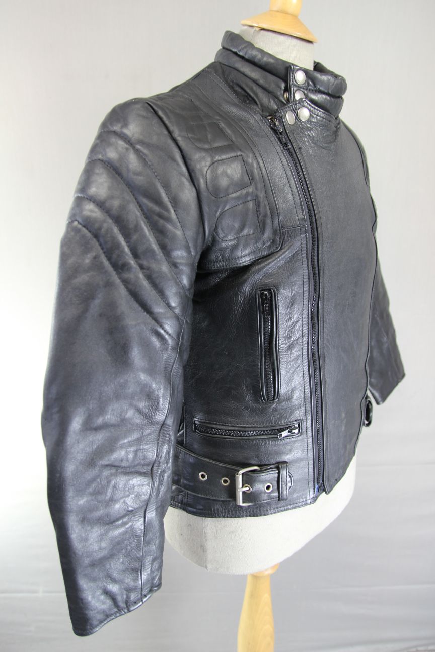 CLASSIC BLACK LEATHER BIKER JACKET 36 INCH CHEST/SMALL