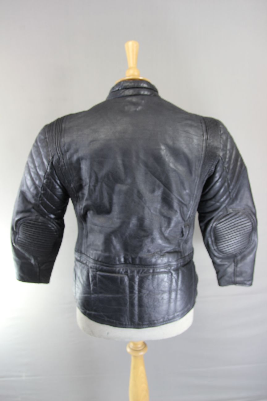 CLASSIC BLACK LEATHER BIKER JACKET 36 INCH CHEST/SMALL