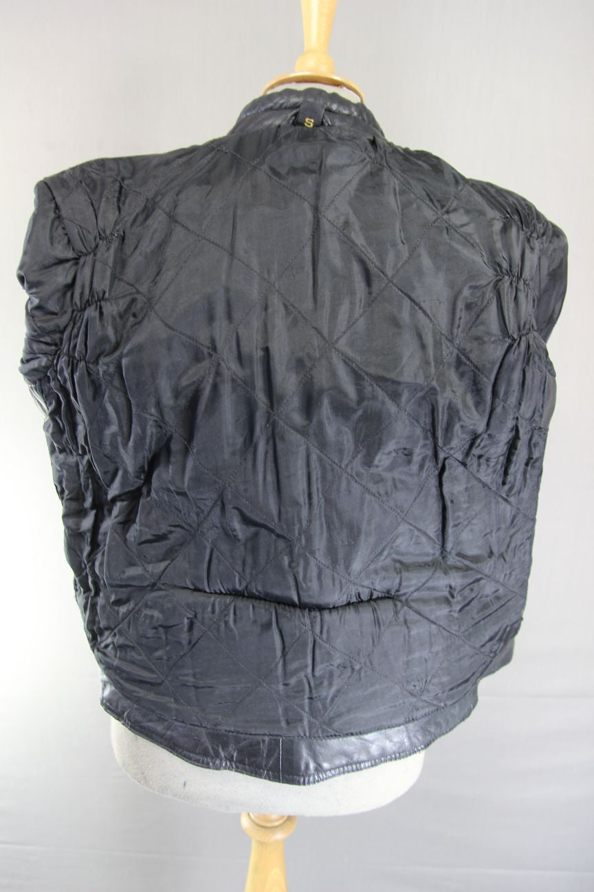 CLASSIC BLACK LEATHER BIKER JACKET 36 INCH CHEST/SMALL