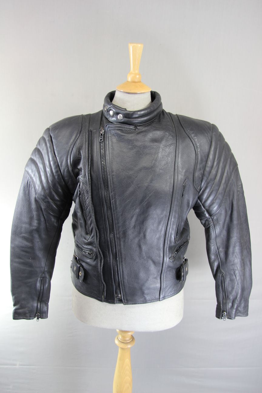CLASSIC SIDI BLACK LEATHER BIKER JACKET 38-40 INCH