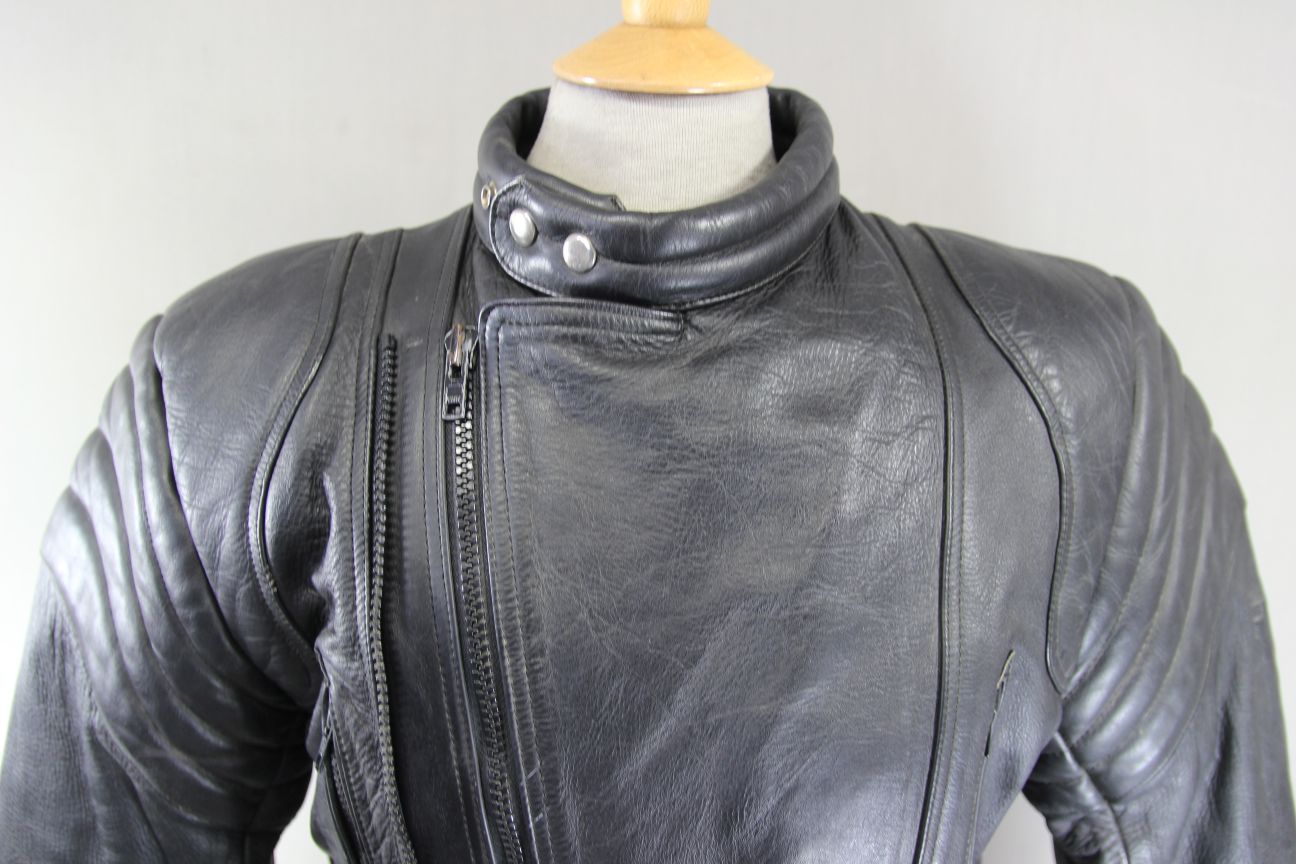 CLASSIC SIDI BLACK LEATHER BIKER JACKET 38-40 INCH