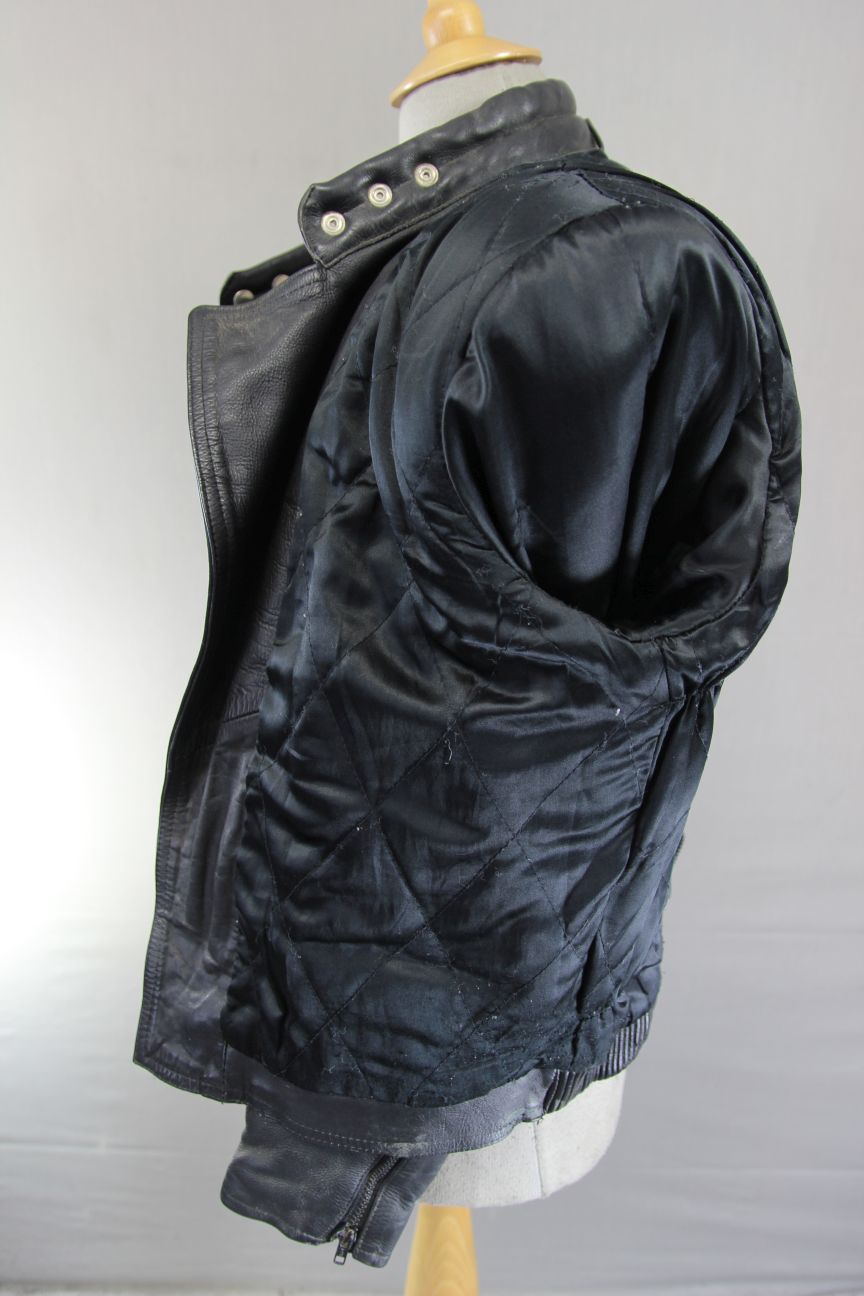 CLASSIC SIDI BLACK LEATHER BIKER JACKET 38-40 INCH