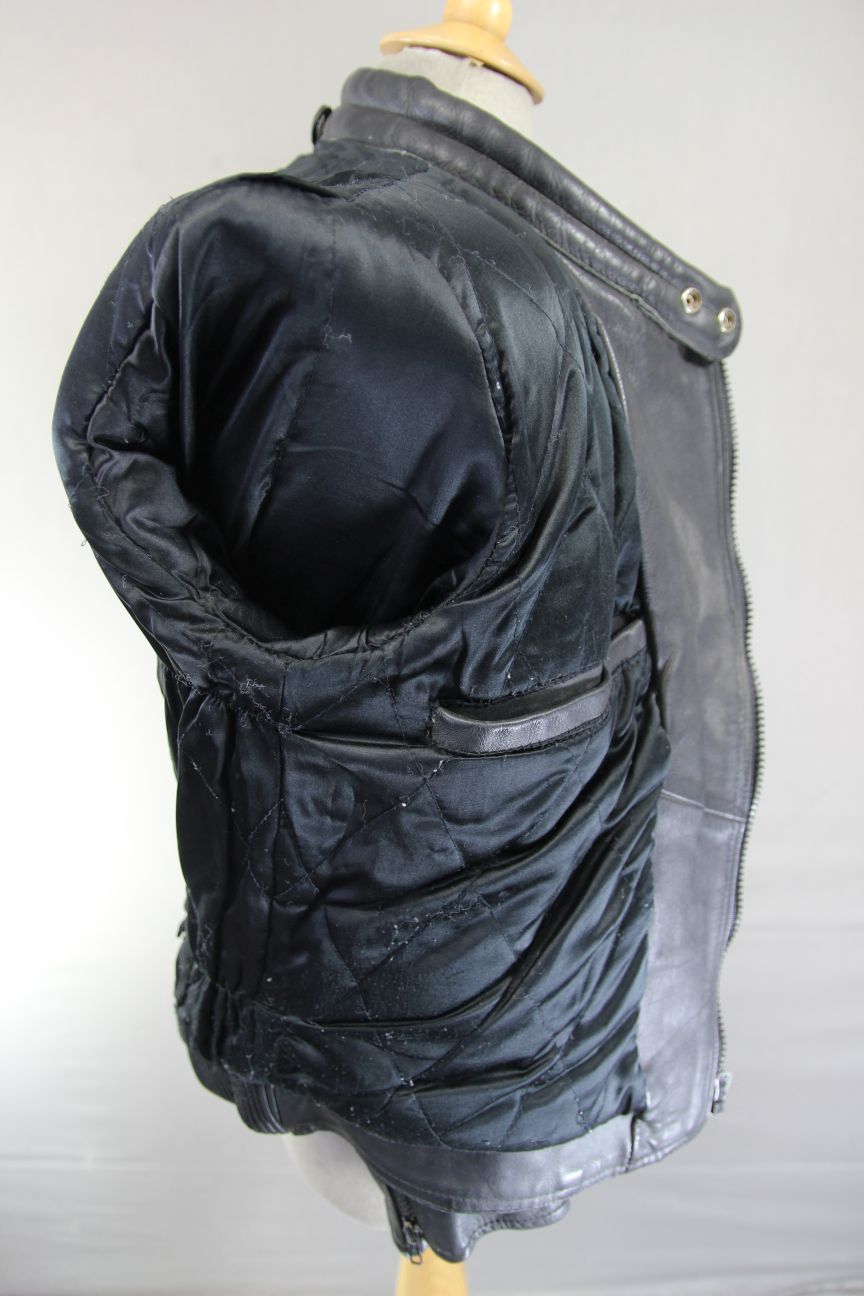 CLASSIC SIDI BLACK LEATHER BIKER JACKET 38-40 INCH