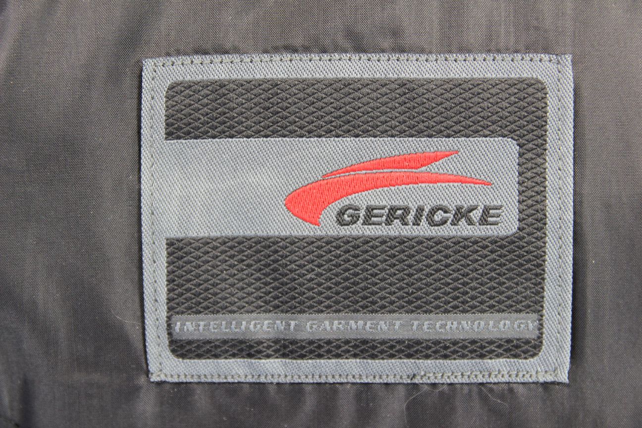 HEIN GERICKE BLACK & BLUE LEATHER BIKER JACKET WITH REMOVABLE CE ARMOUR: SIZE 8
