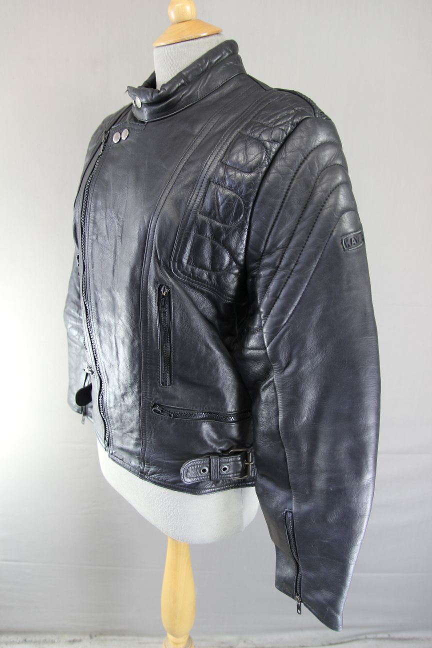CLASSIC KAYATSU BLACK LEATHER BIKER JACKET 36 INCH CHEST/SMALL