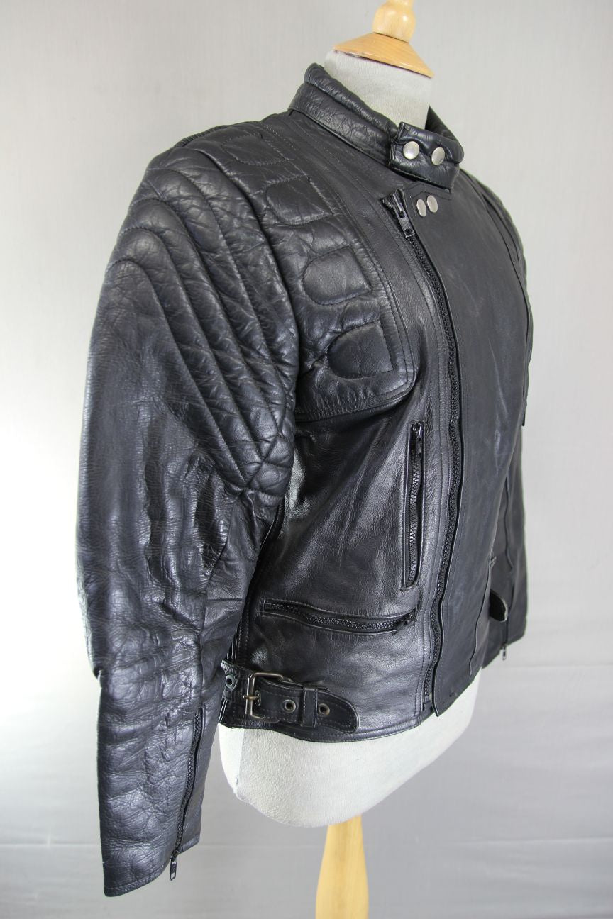 CLASSIC KAYATSU BLACK LEATHER BIKER JACKET 36 INCH CHEST/SMALL