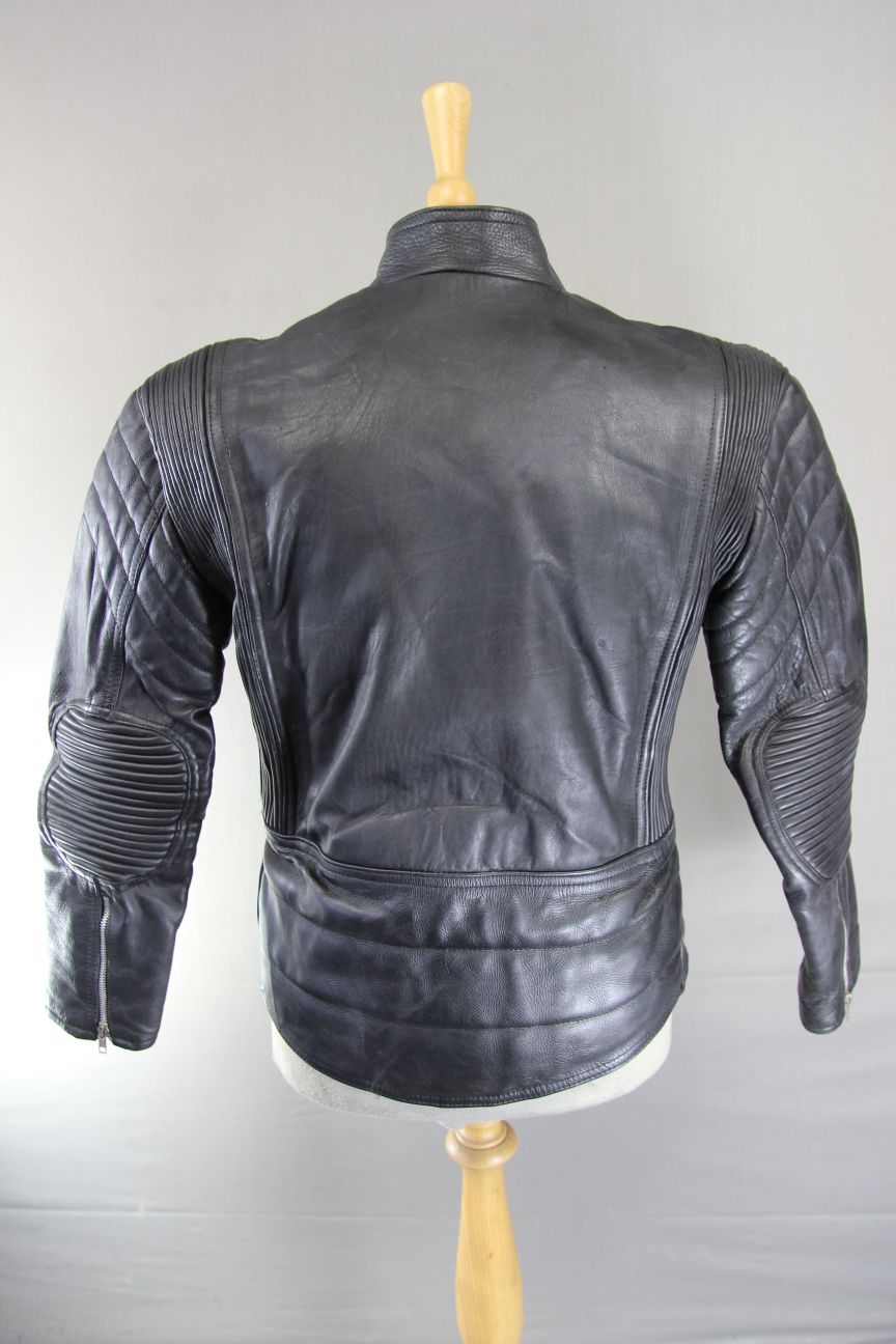 VINTAGE CLASSIC BLACK LEATHER BIKER JACKET 36 INCH CHEST/SMALL