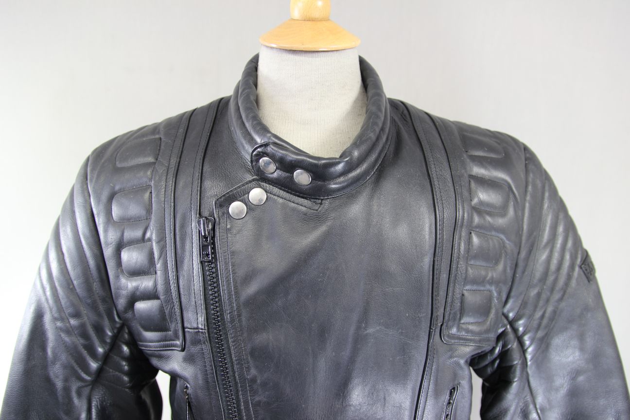 APACHE LEATHERS CLASSIC BLACK BIKER JACKET 40 INCH CHEST/MEDIUM