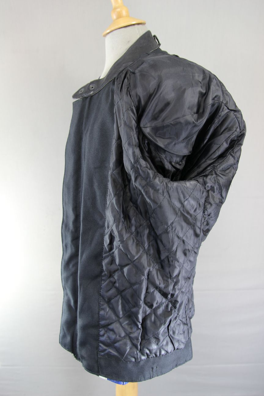 PROTO BLACK, BLUE & WHITE LEATHER BIKER JACKET 42 INCH CHEST/LARGE