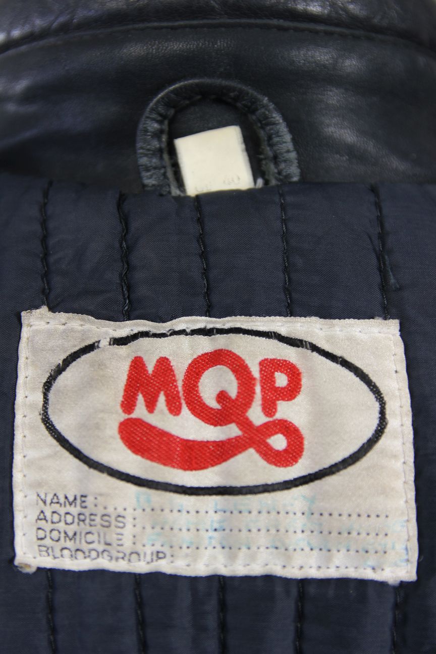 CLASSIC VINTAGE 1980's DARK & LIGHT GREY MQP LEATHER BIKER JACKET 38-40 INCH