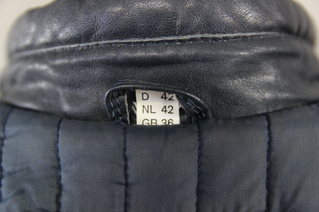 LADIES CLASSIC VINTAGE 1980's DARK & LIGHT GREY MQP LEATHER BIKER JACKET 36 INCH