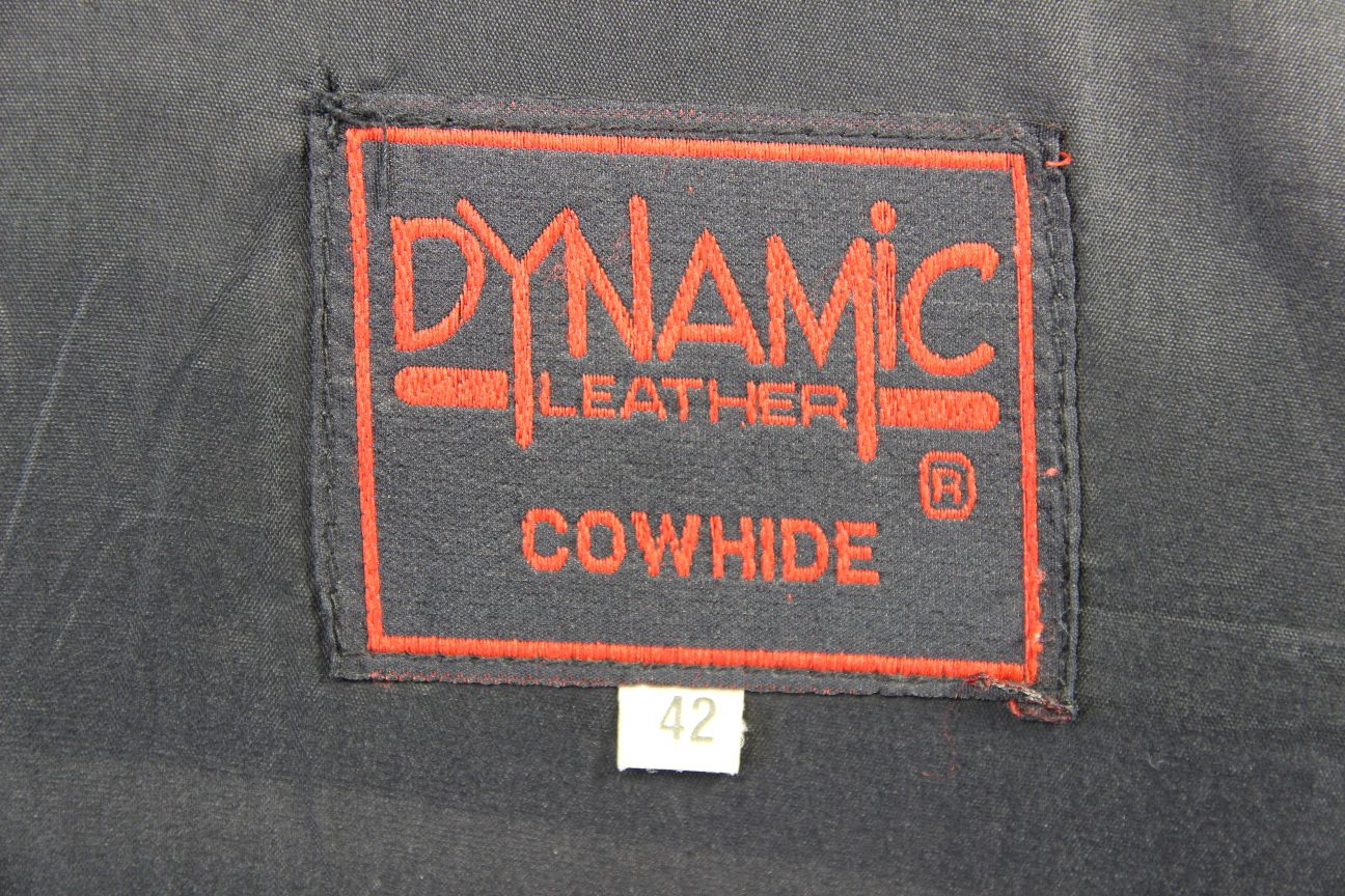 DYNAMIC LEATHER BLACK COWHIDE BIKER JACKET WITH REMOVABLE KNOX CE ARMOUR 42 INCH