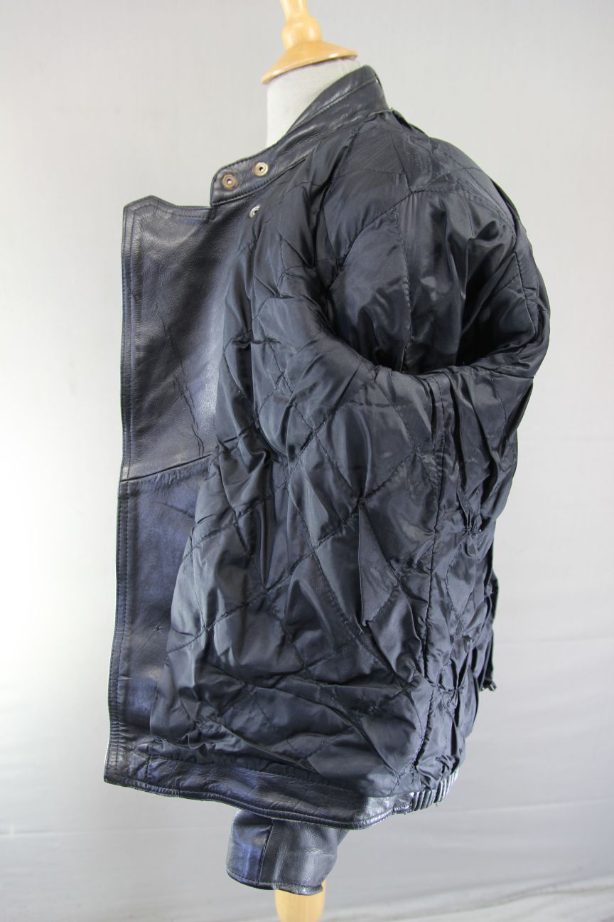 RHINO BRITISH DESIGNED CLASSIC BLACK COWHIDE LEATHER BIKER JACKET 42-44 INCH/L