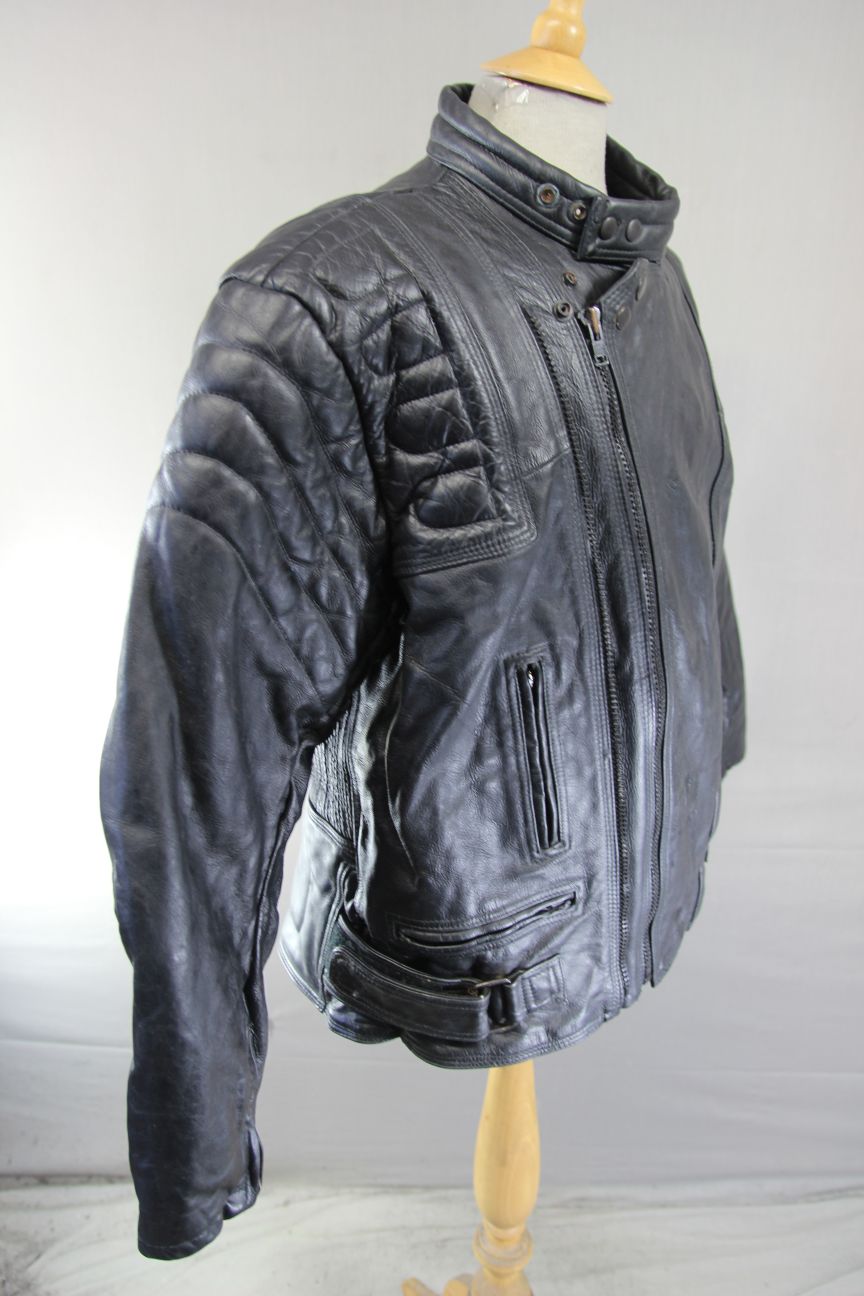 CLASSIC AKASO BLACK LEATHER BIKER JACKET 44-46 INCH/EXTRA LARGE