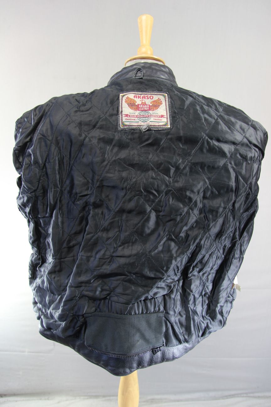 CLASSIC AKASO BLACK LEATHER BIKER JACKET 44-46 INCH/EXTRA LARGE