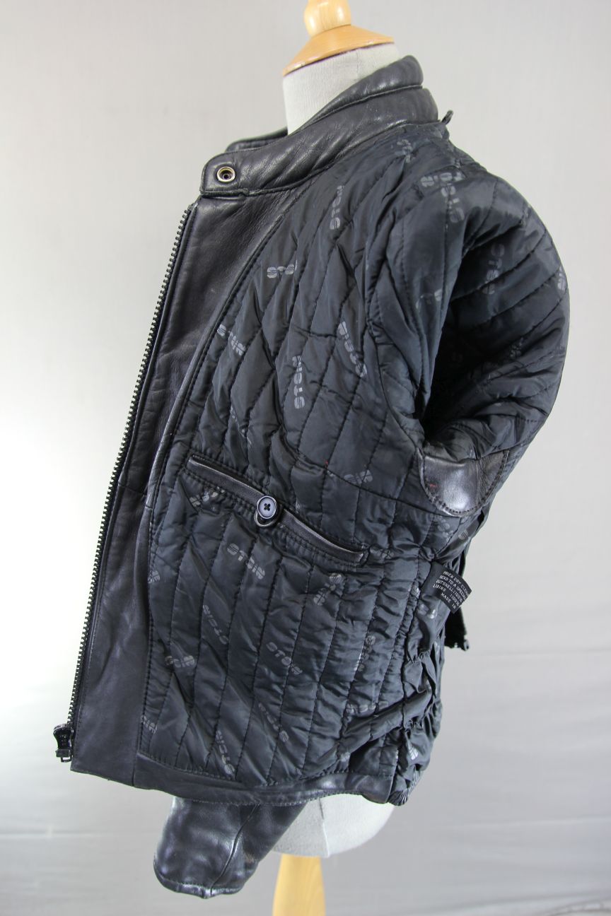 CLASSIC BLACK STEIN LEATHERS BIKER JACKET: SIZE 14 36-38 INCHES