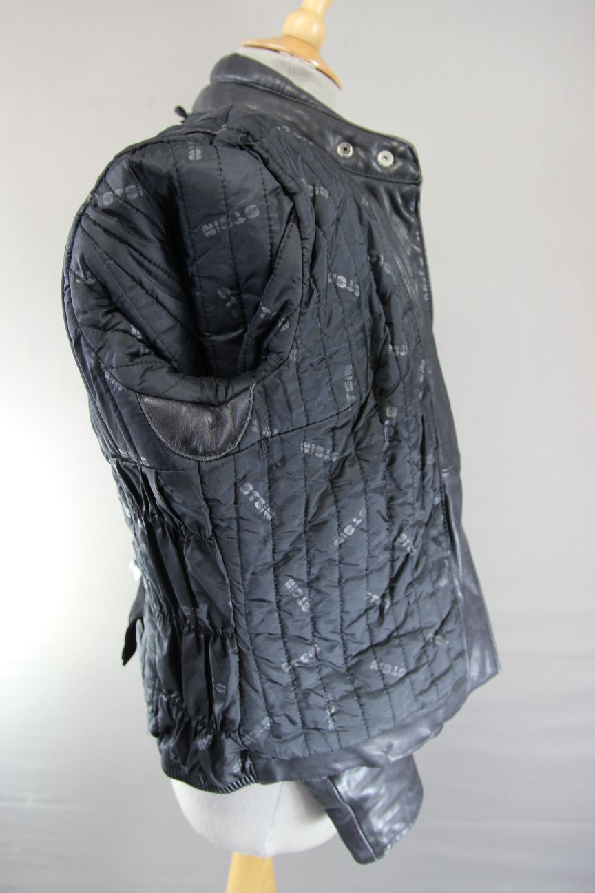 CLASSIC BLACK STEIN LEATHERS BIKER JACKET: SIZE 14 36-38 INCHES