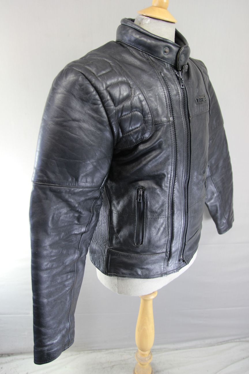 BUFFALO CLASSIC BLACK LEATHER THINSULATE 3MM LINED BIKER JACKET 36-38 INCH