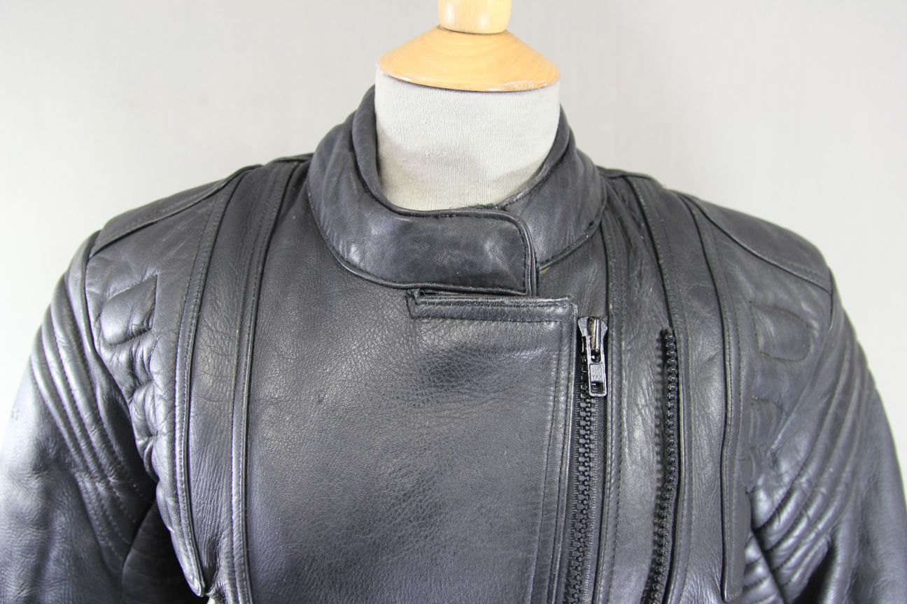 EURO STYLE 'HARLEY DAVIDSON' LADIES BLACK LEATHER BIKER JACKET: 34-36 INCHES
