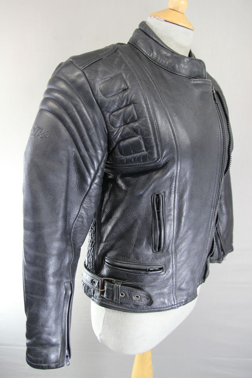 EURO STYLE 'HARLEY DAVIDSON' LADIES BLACK LEATHER BIKER JACKET: 34-36 INCHES