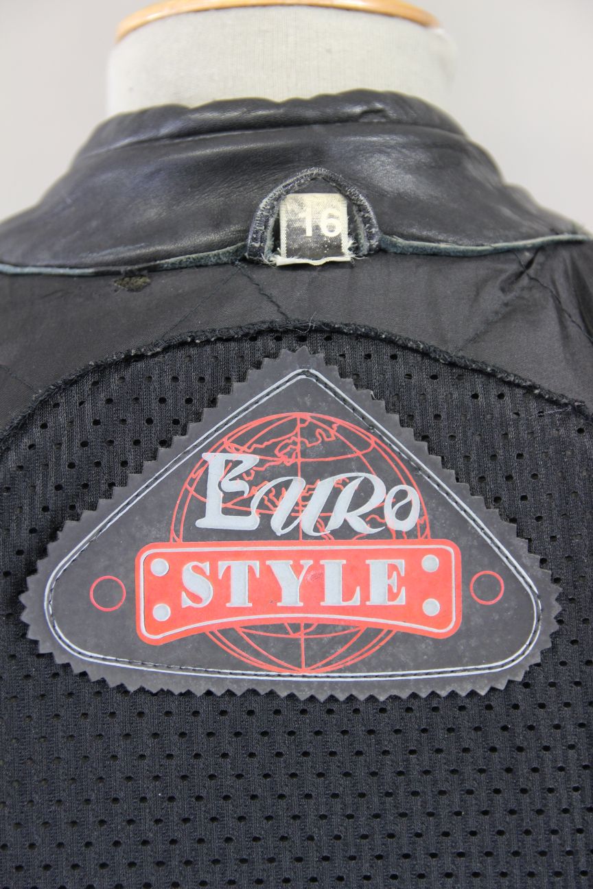 EURO STYLE 'HARLEY DAVIDSON' LADIES BLACK LEATHER BIKER JACKET: 34-36 INCHES