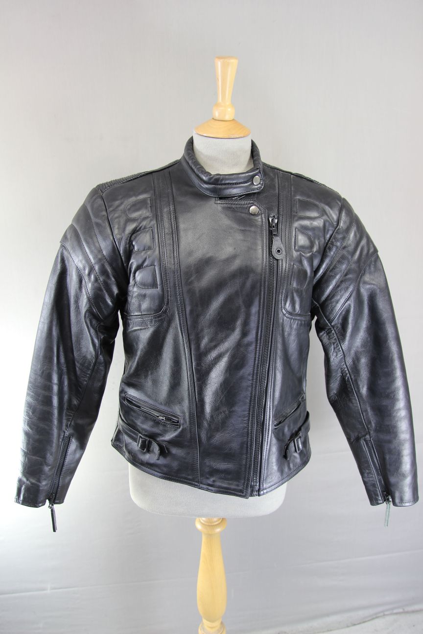 LADIES 'CHARLIE' BLACK LEATHER BIKER JACKET WITH CE ARMOUR 38 INCH/XL