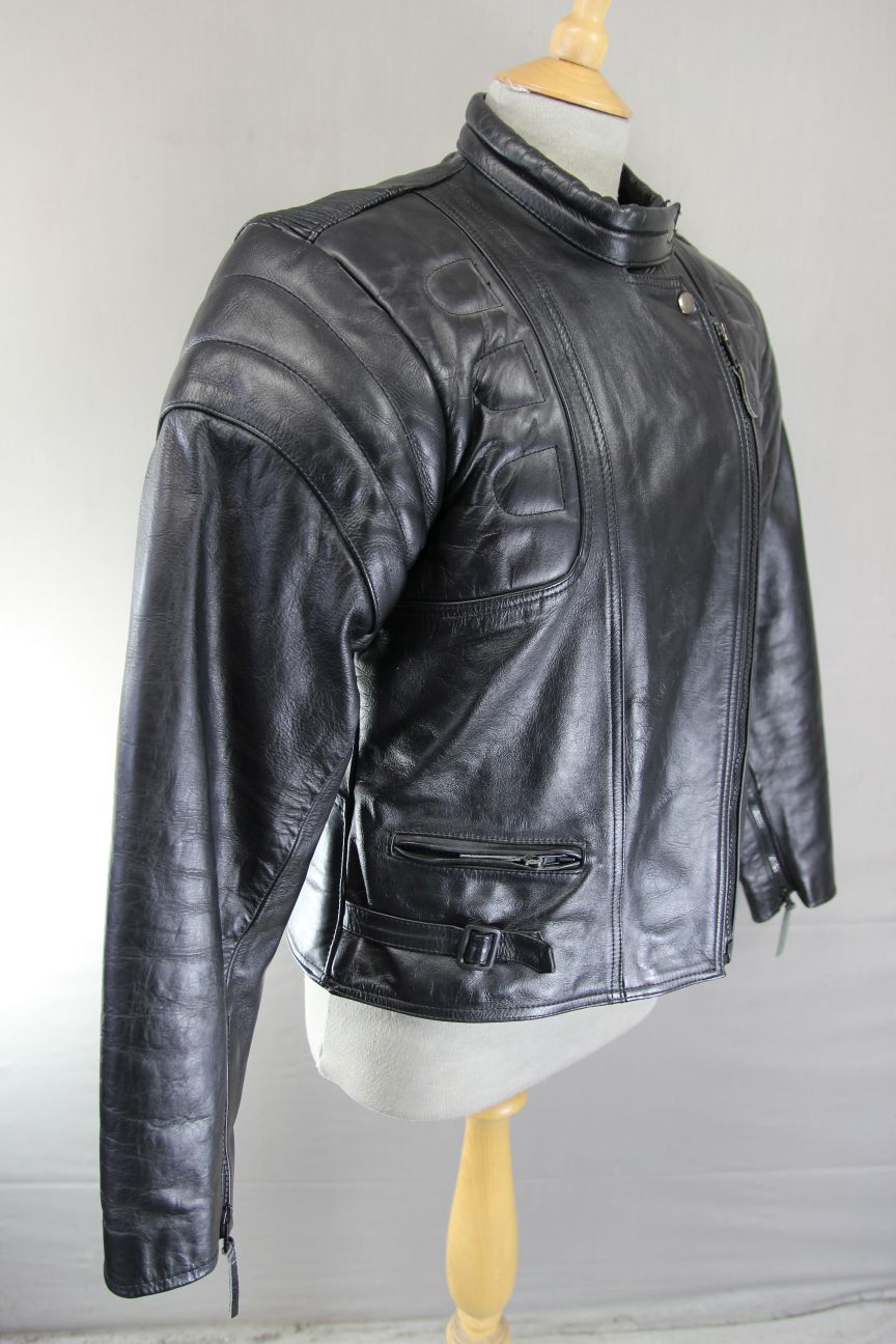 LADIES 'CHARLIE' BLACK LEATHER BIKER JACKET WITH CE ARMOUR 38 INCH/XL