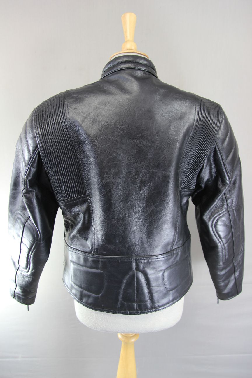 LADIES 'CHARLIE' BLACK LEATHER BIKER JACKET WITH CE ARMOUR 38 INCH/XL
