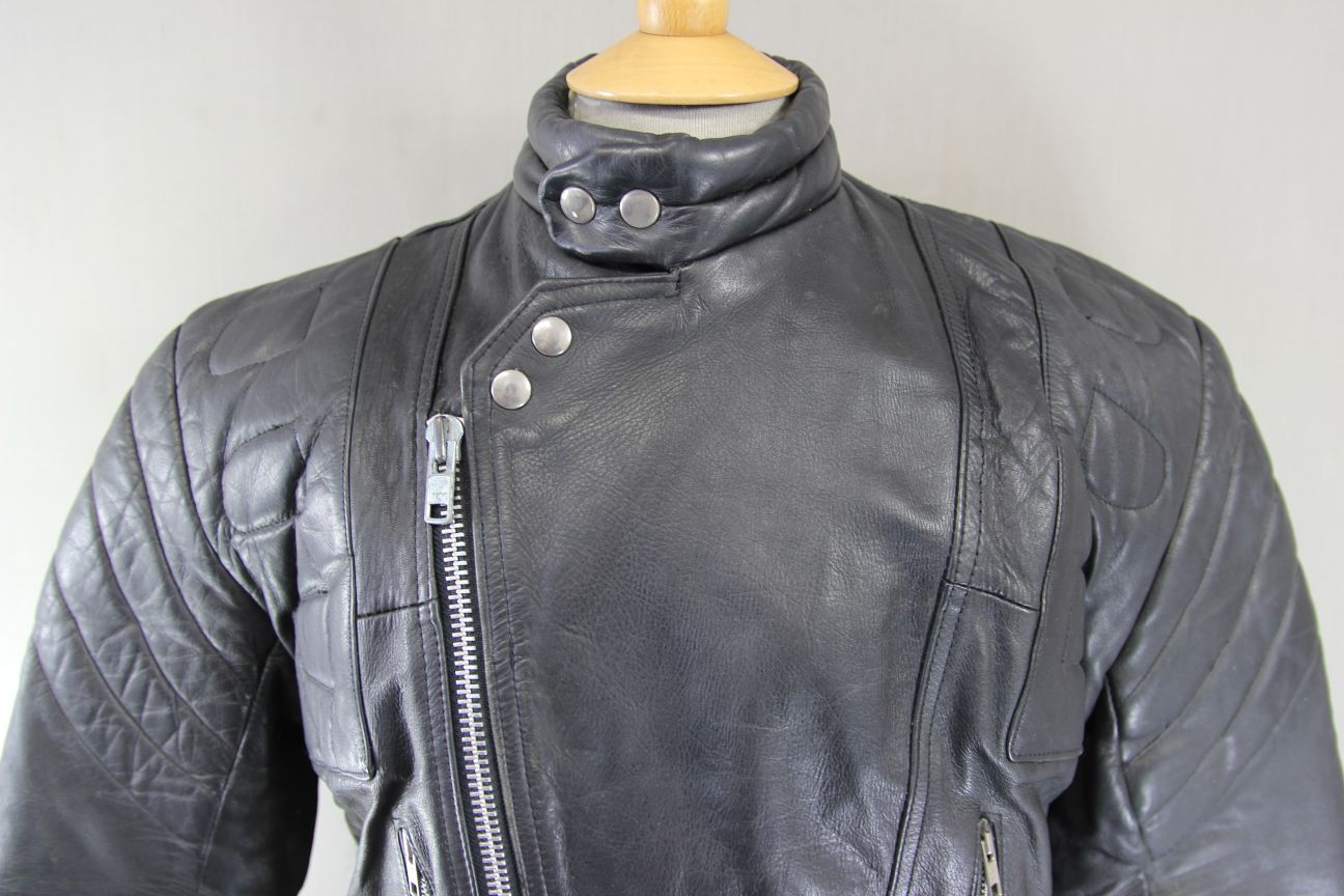 BLL CLASSIC BLACK COWHIDE LEATHER BIKER JACKET 42 INCH/LARGE