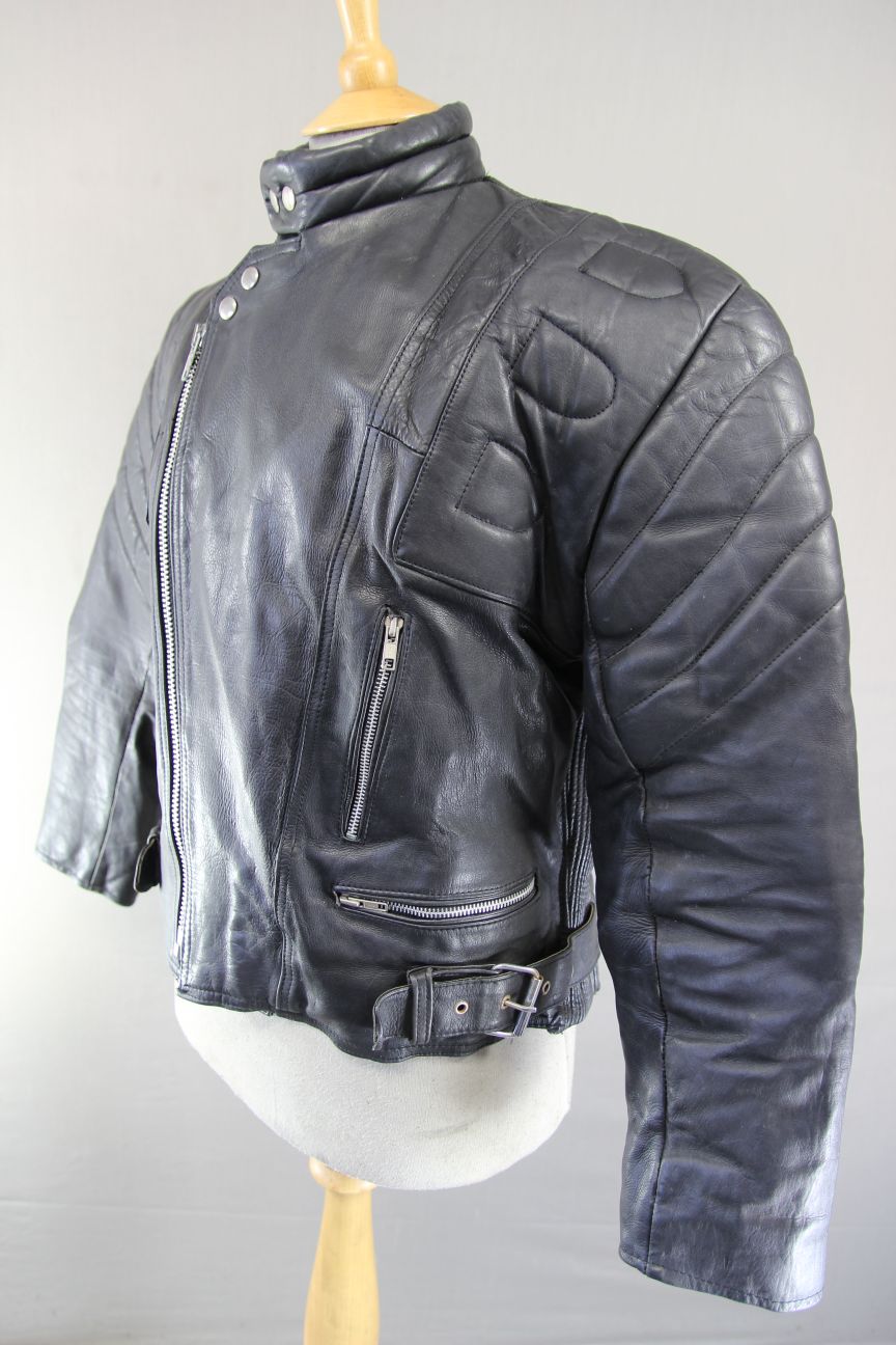 BLL CLASSIC BLACK COWHIDE LEATHER BIKER JACKET 42 INCH/LARGE