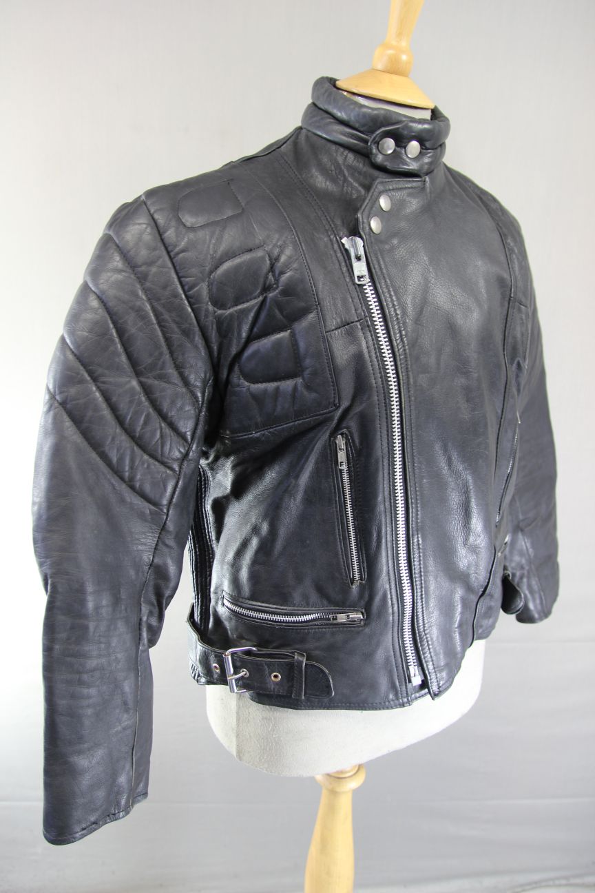 BLL CLASSIC BLACK COWHIDE LEATHER BIKER JACKET 42 INCH/LARGE